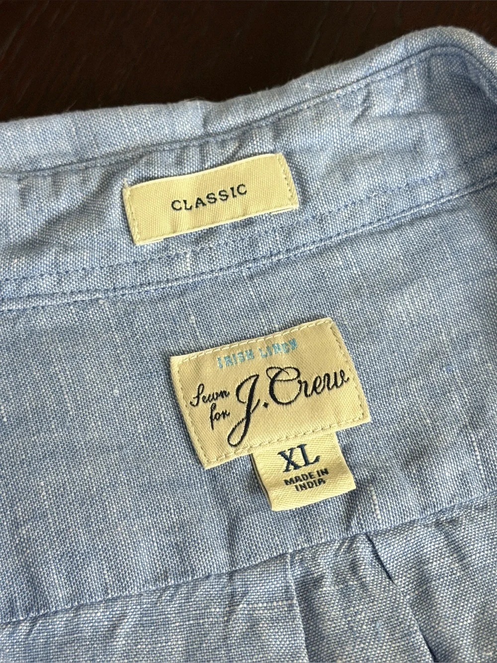 J. Crew XL Blue 100% Irish Linen Long Sleeve Button Down Shirt Style BE554